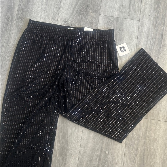 VINTAGE Anne Klein 2 Piece Black Sequin Cardigan With Matching Pants Set Sz XL - Picture 12 of 12
